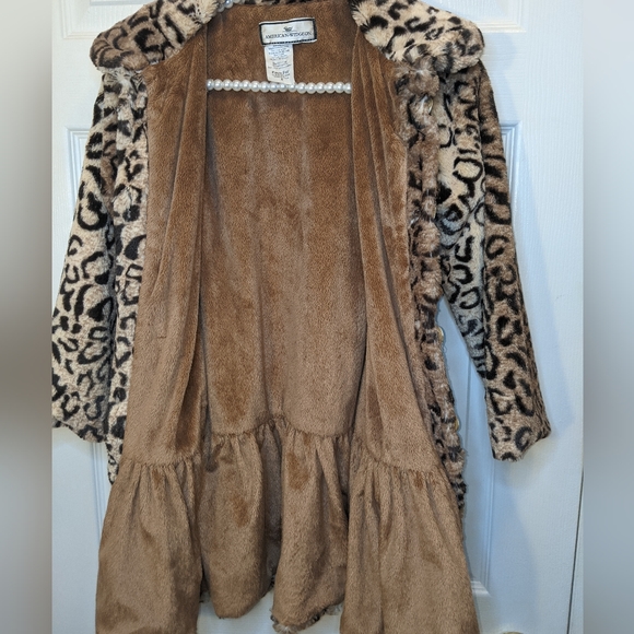 American Widgeon Gorgeous Girls Size 8 Leopard Print Faux Fur Coat - Picture 4 of 6